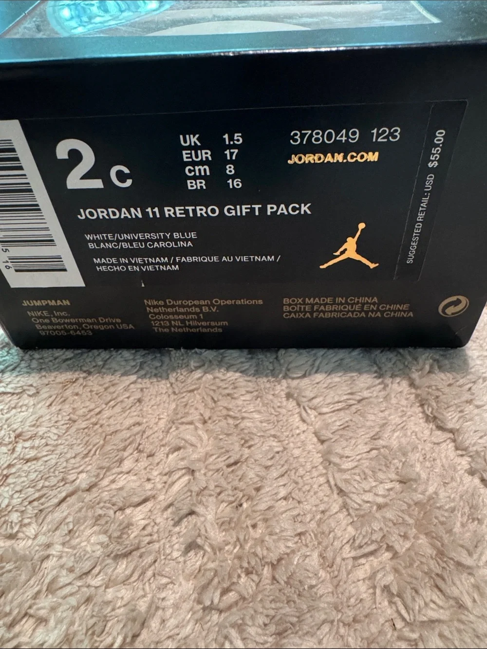 Retro Jordan Concord 11’s Crib Booties